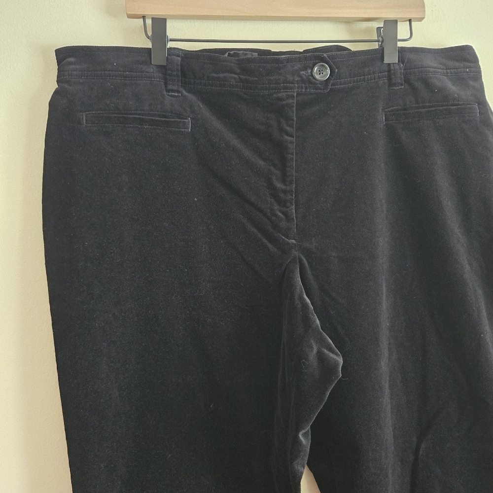 LANDS END Black Velvet Straight Leg Elastic Waist Pant - Picture 2 of 5